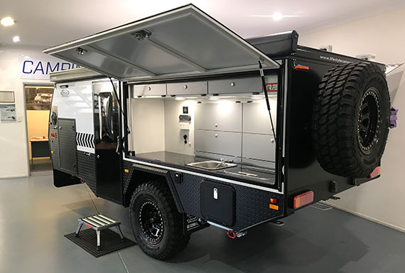 camper trailer in show room