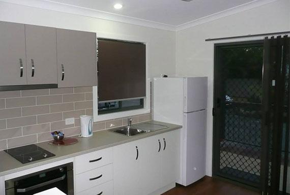 kitchen inside cabin