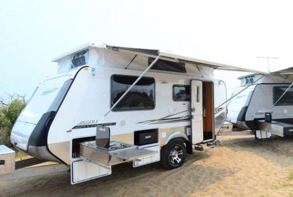 two caravans at an expo