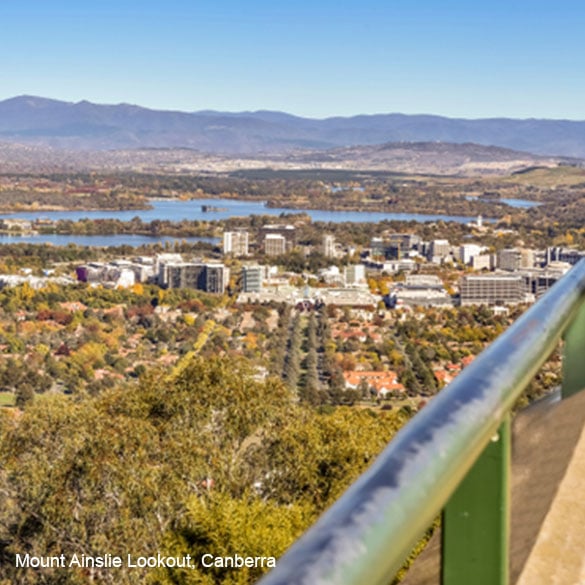 Mount Ainslie lookout in Canberra, looking back over the city