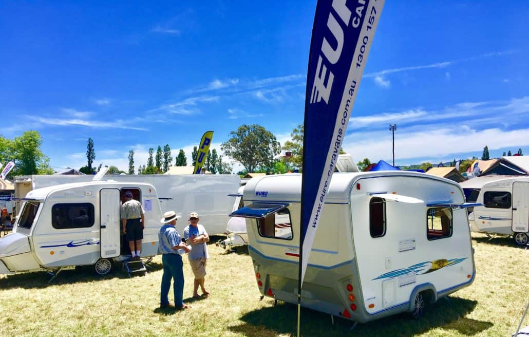 small caravans being inspected at expo