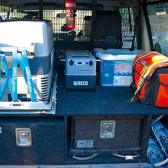 camping supplies in back of car