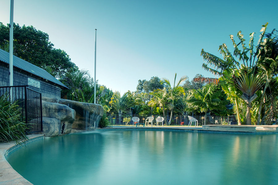 pool with water fall