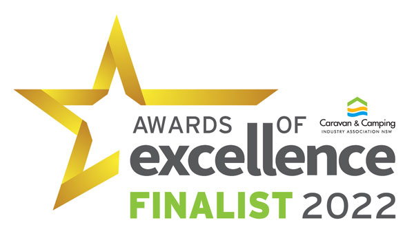 Awards of Excellence finalist logo with gold start and Caravan and Camping icon