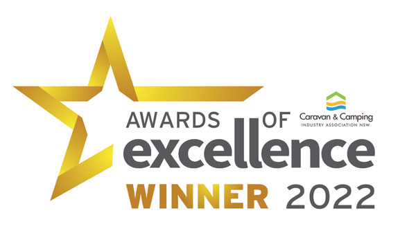 Awards of Excellence winner logo with gold start and Caravan and Camping icon