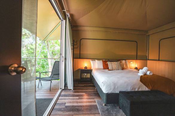 inside area of glamping tent