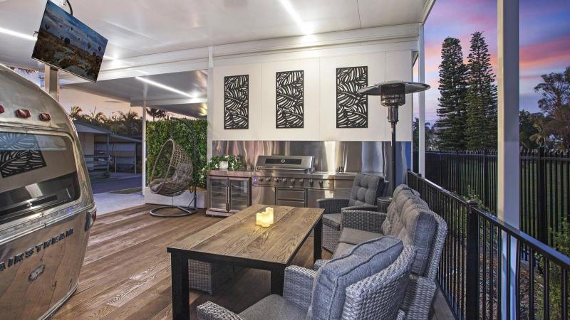 outside living area around airstream