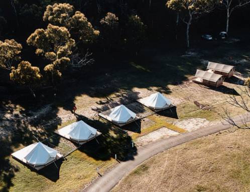 ariel shot of Tathra eco camp