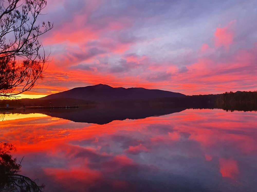 lake view at sun set