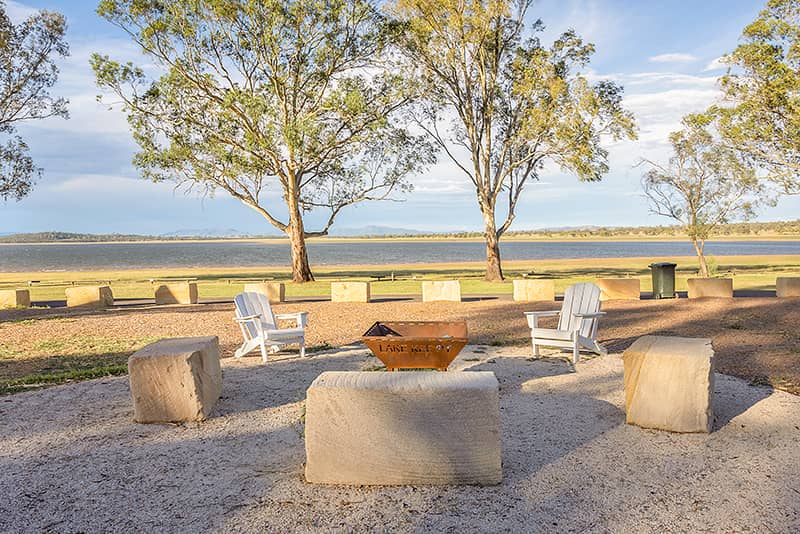 Fire pit at Reflections Lake Keepit Holiday Park